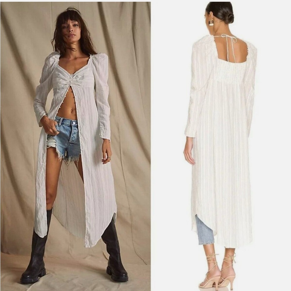 Free People White Long Sleeve Maxi Dress